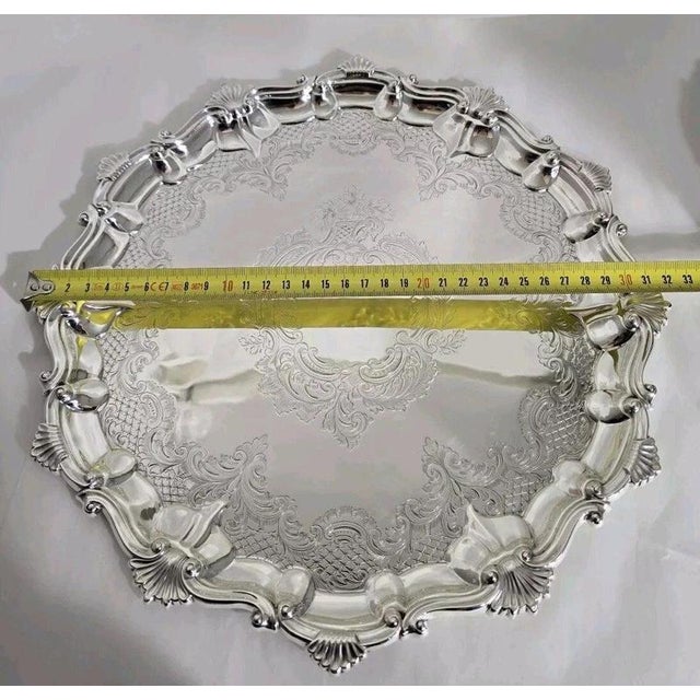 Antique Edwardian Sheffield Sterling Silver Salver, 1904 For Sale - Image 18 of 18