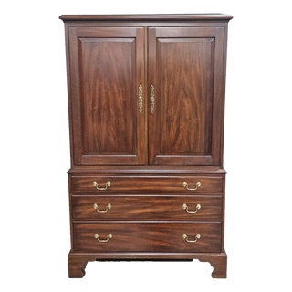 Late 20th Century Henkel Harris Solid Mahogany Chifforobe Armoire Tv High Chest For Sale