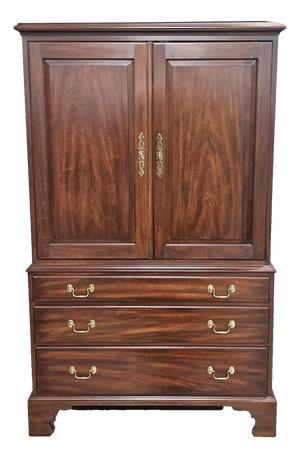 Late 20th Century Henkel Harris Solid Mahogany Chifforobe Armoire Tv High Chest