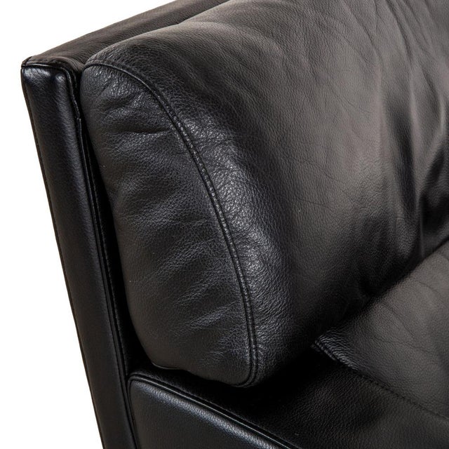 Modern Leather Executive Armchair in Black Metal with Swivel by Rolf Benz For Sale - Image 3 of 9
