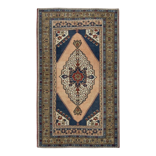 1960s Vintage Pink & Blue Rug For Sale