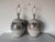 Pair of Vintage Mid-Century California Studio Pottery Stoneware Table Lamps With Hand-Painted Floral Motif For Sale - Image 4 of 12