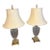 Vintage Wildwood Crystal Lamps W/ Silk Shades Antique Brass Footed Base & Crystal Finial - Pair For Sale