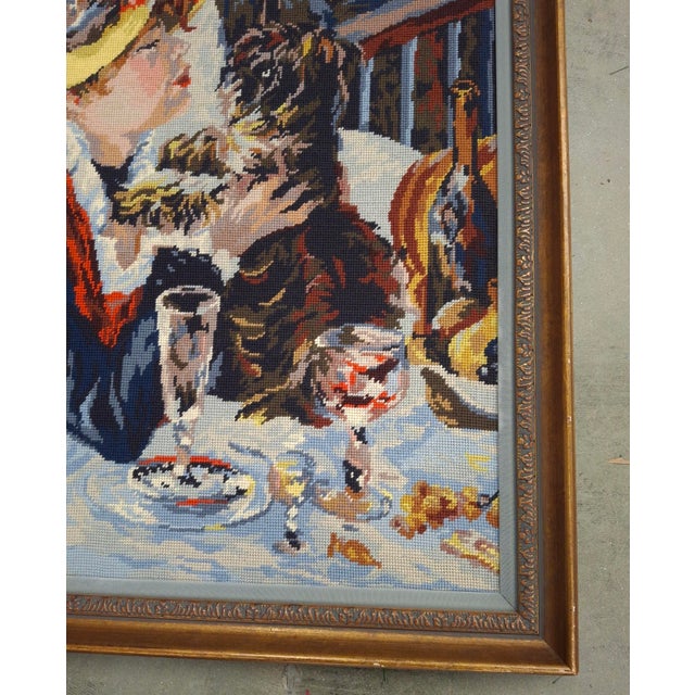 Rosemary Pipkin Jackson (American 20th Century), After Pierre Auguste Renoir, Luncheon of the Boating Party, Needlework Panel For Sale In Washington DC - Image 6 of 10