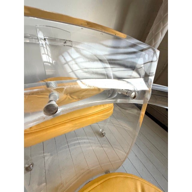 Vintage 1970s Postmodern Charles Hollis Jones Style Lucite Set of Rolling Chairs For Sale - Image 11 of 12