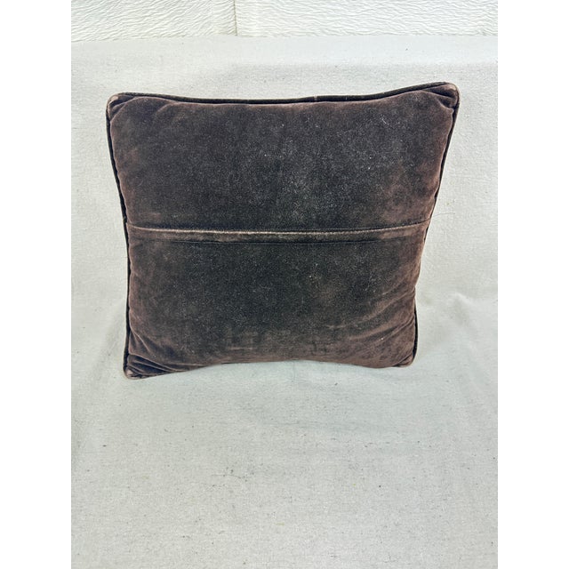Brown Vintage Handmade Folk Art Snake & Tree Branch Needlepoint Accent Pillow For Sale - Image 8 of 8