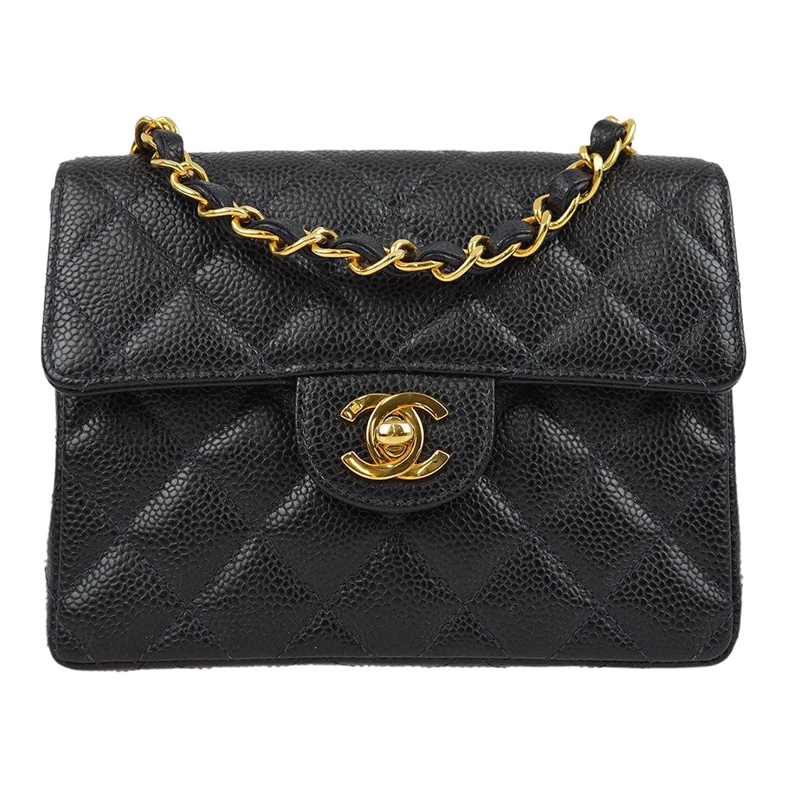 Chanel Black Caviar Mini Classic Square Flap Shoulder Bag 17 172330 ...