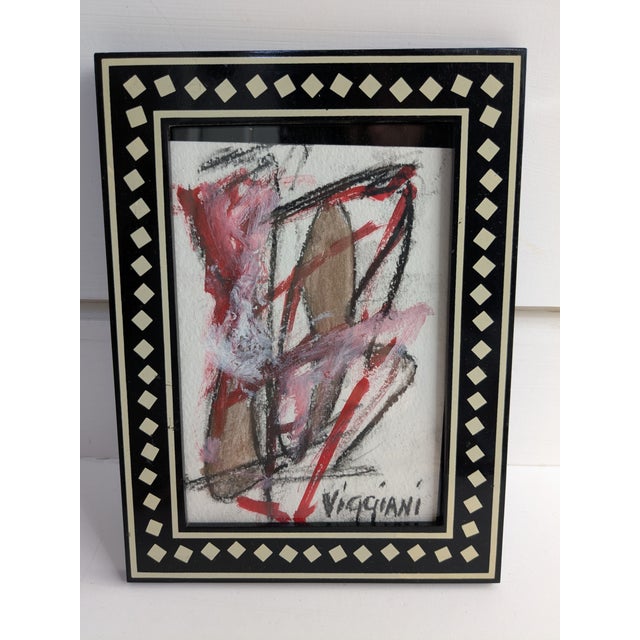 Framed and Signed Viggiani Abstract Painting – 7.75"H x 5.75"W Item Description: Artist: Viggiani Style: Abstract Medium:...