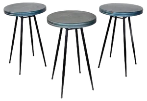 Mid-Century Modern Italian Black & Grey-Blue Bar Tables, 1950s, Set of 3
