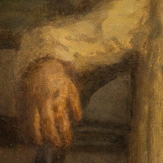 Late 19th Century Original Oil on Canvas Portrait of Girl Standing With Bouquet of Flowers by Gustava Emilie Grüner For Sale - Image 5 of 10