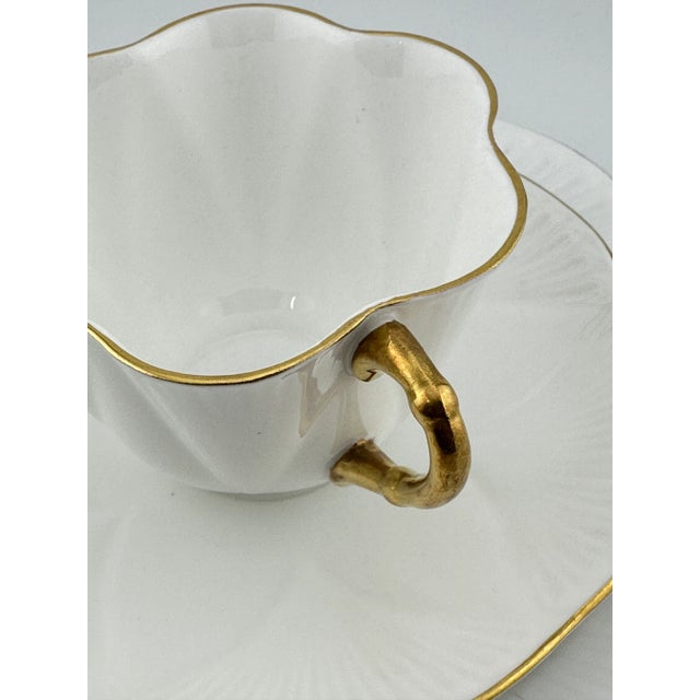 Shelley Dainty White Regency Trio, Vintage English Bone China 3 Piece Tea Set For Sale - Image 9 of 9