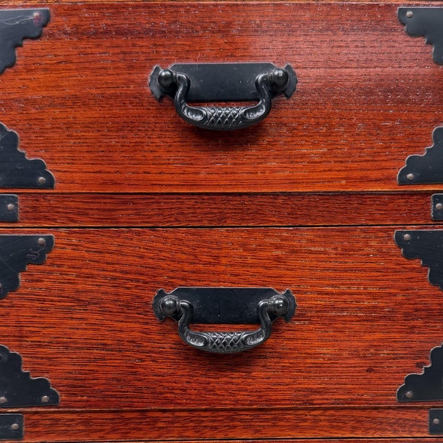 Vintage Japanese Mini-Tansu Cabinet with Three Drawers, 1980s For Sale - Image 4 of 9