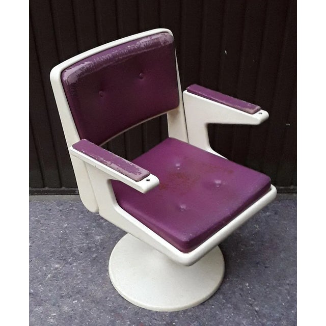 Desk Chair with Purple & White Plastic on Tulip Base, 1970s For Sale - Image 9 of 14