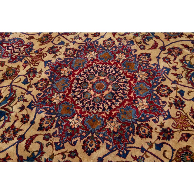 Green Green Antique Tabriz Persian Wool Rug Wth Rosette Motif For Sale - Image 8 of 8
