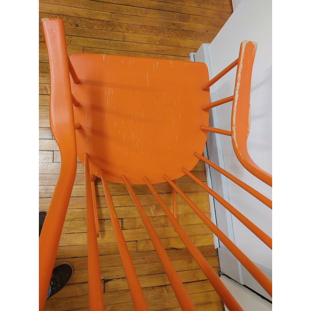 1970s 1977 Danish Modern Style Rocker in Original Orange Paint For Sale - Image 5 of 12