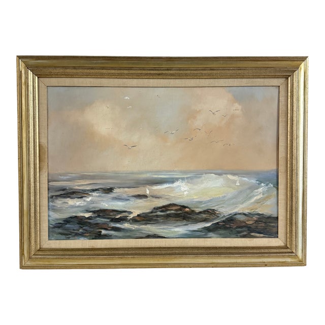 1950s Walter McCown Nautical Seascape Oil Painting For Sale