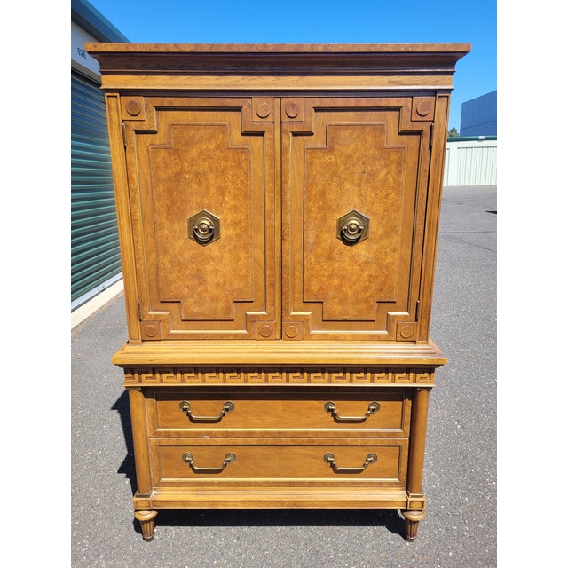 1950s Thomasville Greek Key Wardrobe Tall Chest For Sale - Image 9 of 11