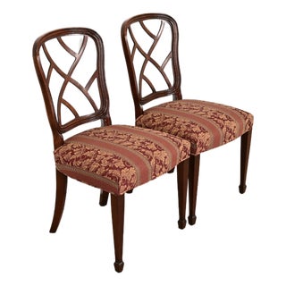 Kindel Furniture Federal Carved Mahogany Side Chairs or Dining Chairs, Pair For Sale