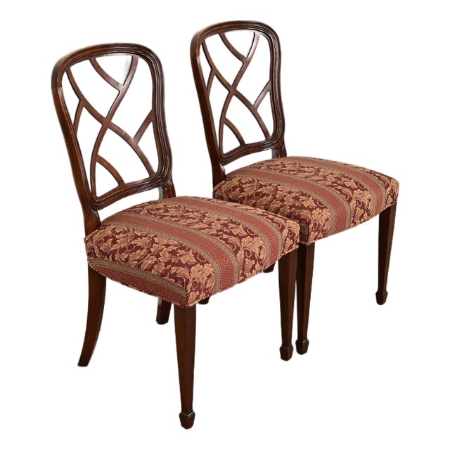 Kindel Furniture Federal Carved Mahogany Side Chairs or Dining Chairs, Pair For Sale