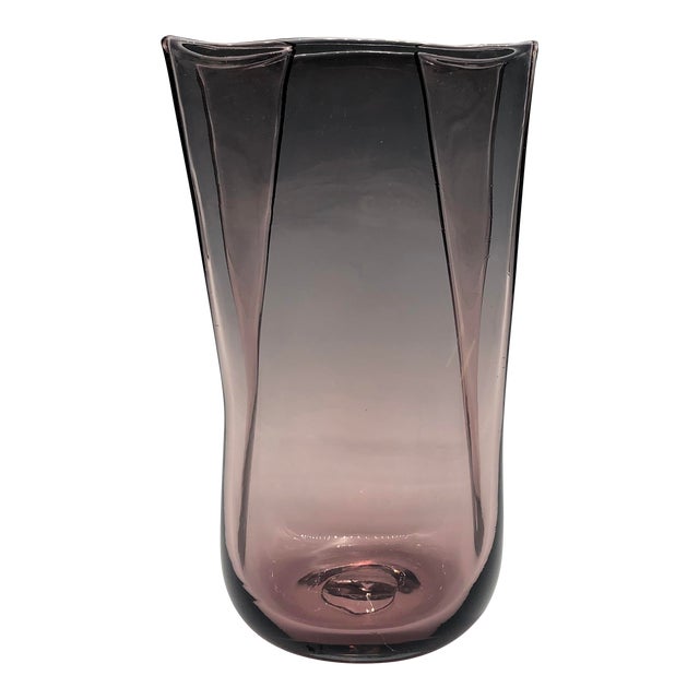 Vintage Blenko Pale Purple Hand-Blown Paper Bag Art Glass For Sale