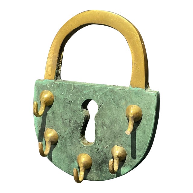 Patina Brass Pad Lock Shaped Hook For Sale