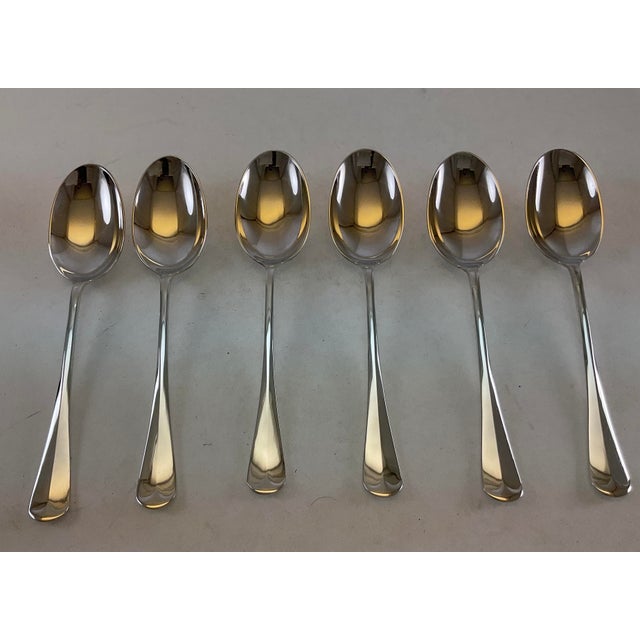 New 1980s Silver Set of 6- Seven Piece Place-Setting, 42 Pieces Rattail. With Case For Sale - Image 14 of 18