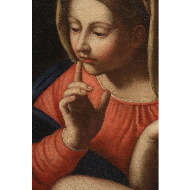 Annibale Carracci, Madonna and Child with Saint John the Baptist, The Silence, 16th Century, Oil Painting on Canvas, Framed For Sale - Image 6 of 14