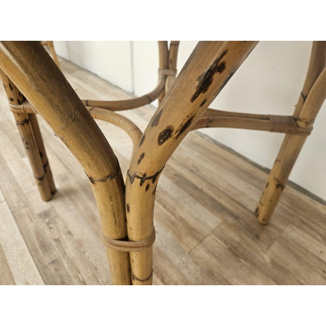 Wood Vintage Wicker Outdoor Table and Chairs, 1970s, Set of 3 For Sale - Image 7 of 18