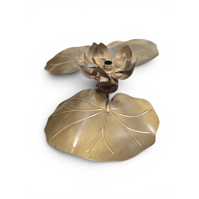 Gilt Brass Lotus Leaf Wall Sconce in the style of Maison Jansen, 1970s For Sale - Image 6 of 9