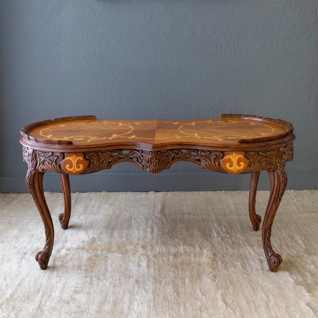 Louis XV Style Pierced Rocaille Marquetry Coffee Table Chairish
