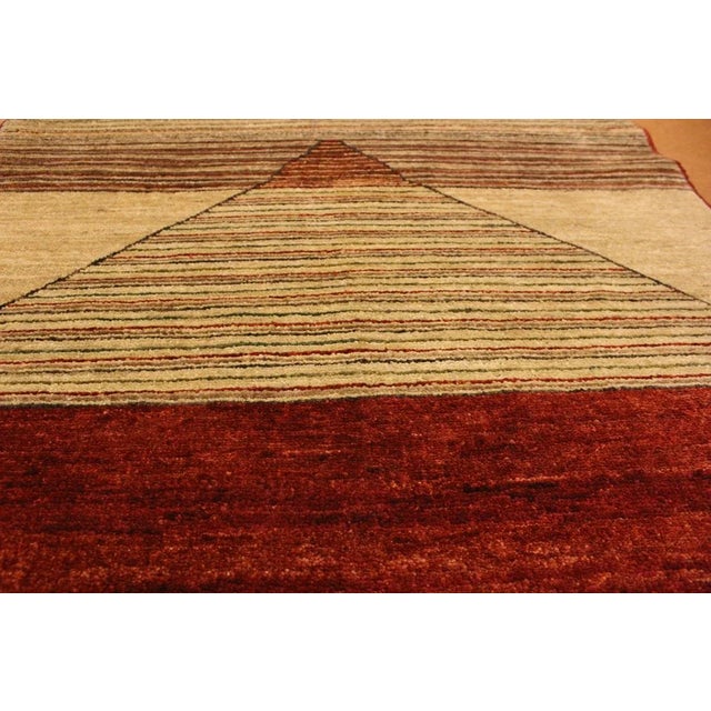 Textile 1990s Shabby Chic Tan/Red Hand-Knotted Wool Rug -2'11 X 5'1 For Sale - Image 7 of 8