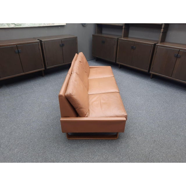 Tan Three-Seater Leather Sofa by Wilhelm Möller for Cor, 1970s For Sale - Image 8 of 18