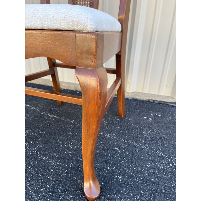 Early 1900's Walnut Cane Back Dining Chairs- Set of 6- Newly Reupholstered For Sale - Image 12 of 12
