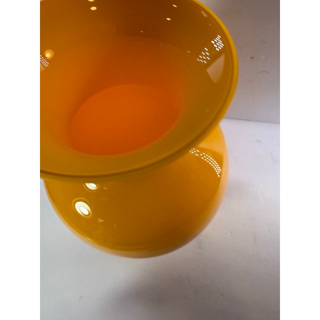 Large Mid-Century Modern Vibrant Yellow Hand-Blown Art Glass Statement Vase For Sale - Image 4 of 11