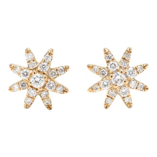 David Yurman .13ctw Diamond Starburst Small Studs,18k Yellow Gold, Length 7.5 Mm, A Pair For Sale