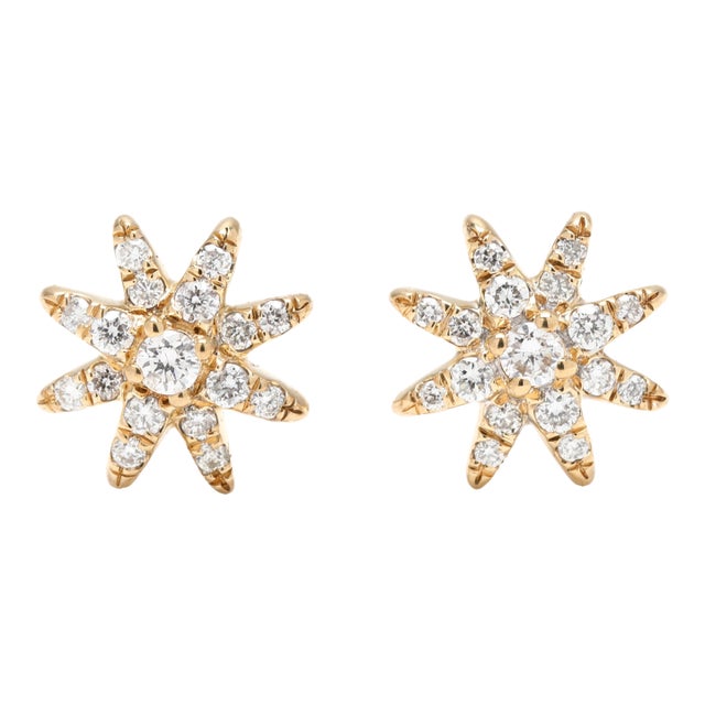 David Yurman .13ctw Diamond Starburst Small Studs,18k Yellow Gold, Length 7.5 Mm, A Pair For Sale