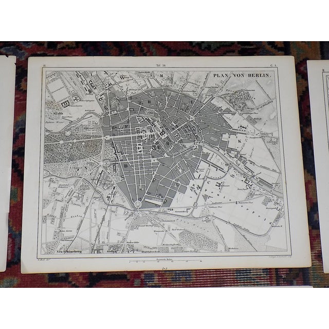 Realism Authentic Antique 19th C. Map Lithographs of Major European Cities - Set of 6 For Sale - Image 3 of 8