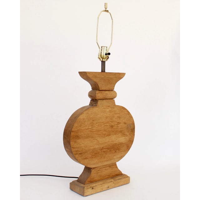 Wood French Oak Monumental Architectural Table Lamp in Taste of Moreux For Sale - Image 7 of 13