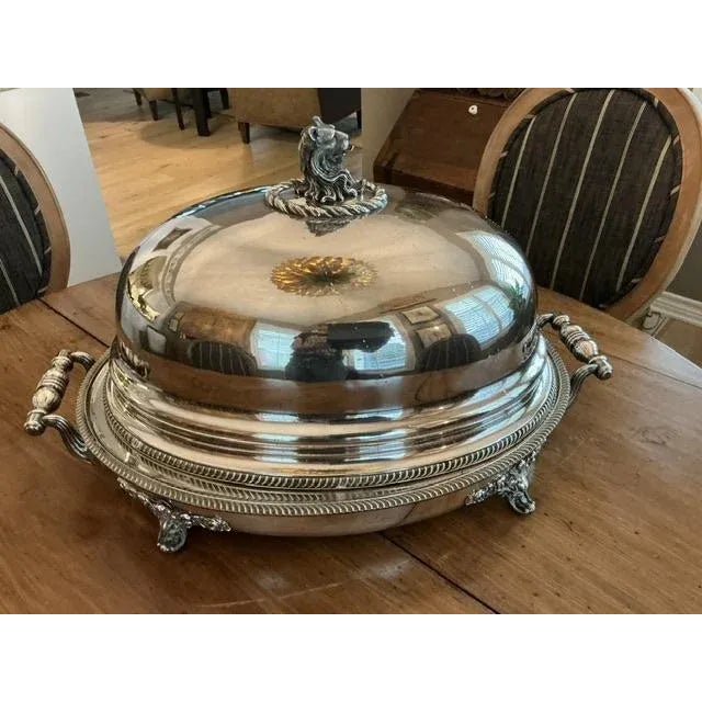 Fabulous Sheffield dome, vintage 1820!. Three pieces in wonderful antique condition. Platter with tree well, ornate...