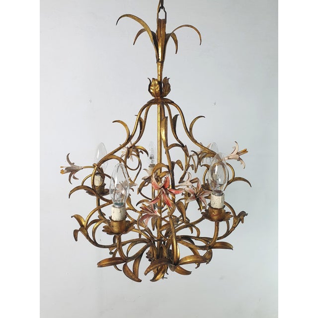Mid-Century Italian Tole Chandelier, 1950s For Sale - Image 4 of 16