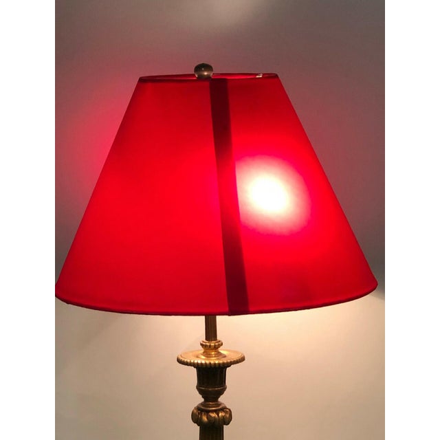 Metal Antique Brass Cherub Table Lamp with Fabric Shade from Unbekannt, 1950s For Sale - Image 7 of 10