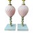 Vintage French Pink Satin Glass Boudoir Lamps – Pair with Marble Bases – Art Deco Vanity Lighting Bring soft, romantic...