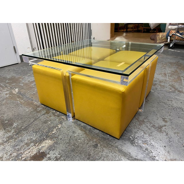 Brand New Kravet Thompson Square Coffee Table + Ottomans Chairish