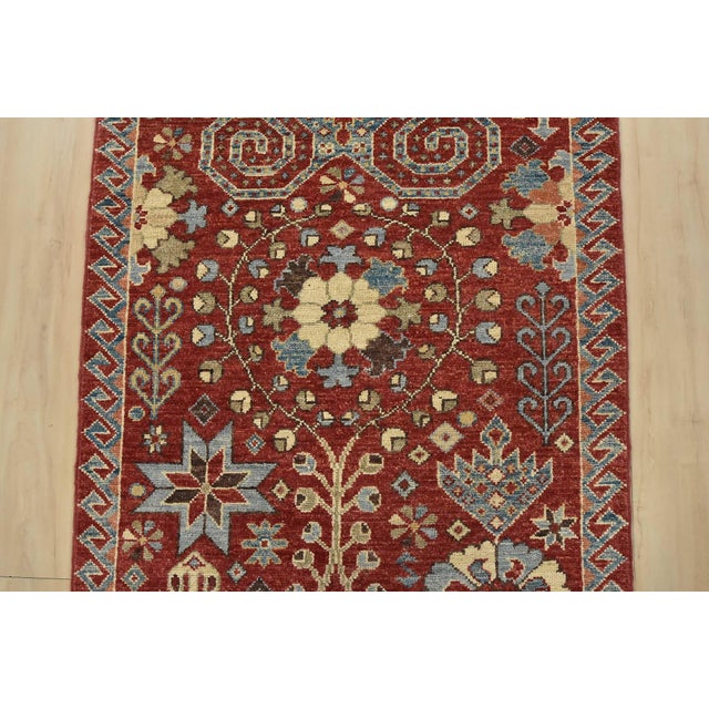 2020s Suzani Runner 2’6” X 9’10” Red Wool Traditional Hand-Knotted Oriental Rug For Sale - Image 5 of 14