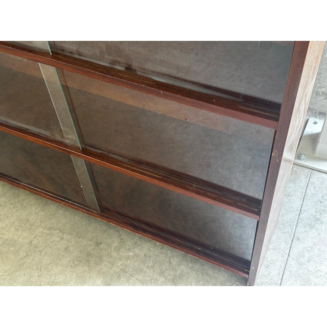 Mid-Century Modern Danish Walnut Bookcase with Sliding Glass Doors, 1950s For Sale - Image 10 of 15