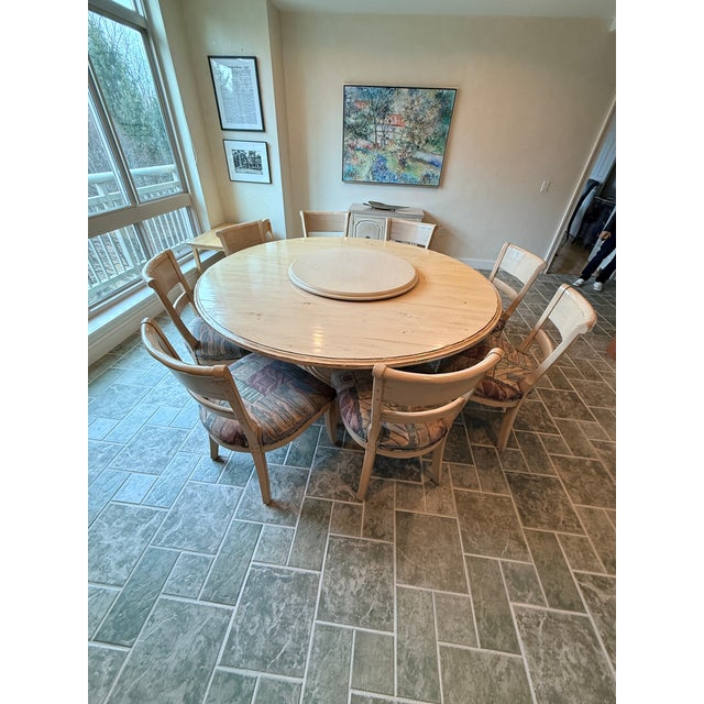 Large Round Kitchen Table With 8 Chairs For Sale - Image 4 of 13