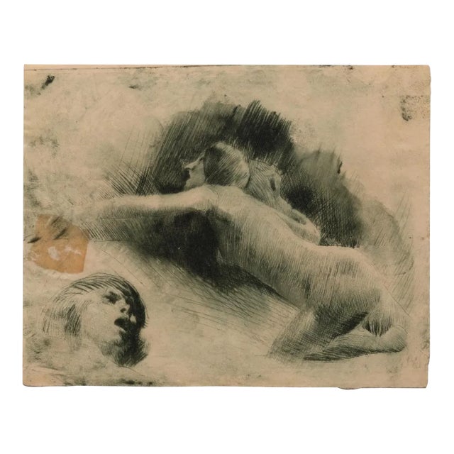 Adolfo Hireny, Figure, Woodcut, Early 20th Century For Sale