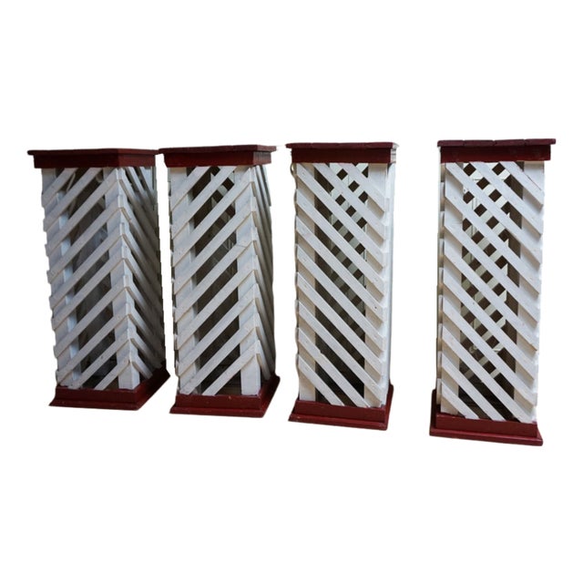 Vintage Wooden Columns, 1950s, Set of 4 For Sale