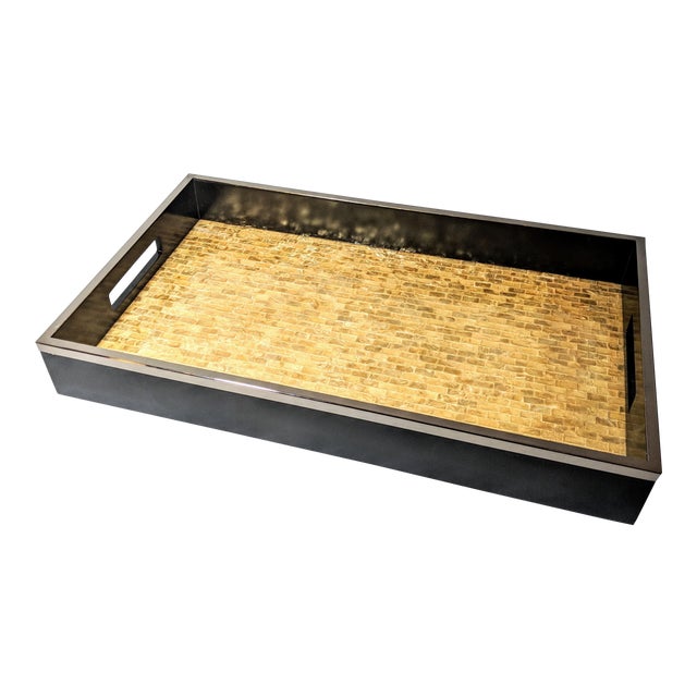 Vintage Regency Gold Capiz Shell Lined Decorative Serving Tray Chairish