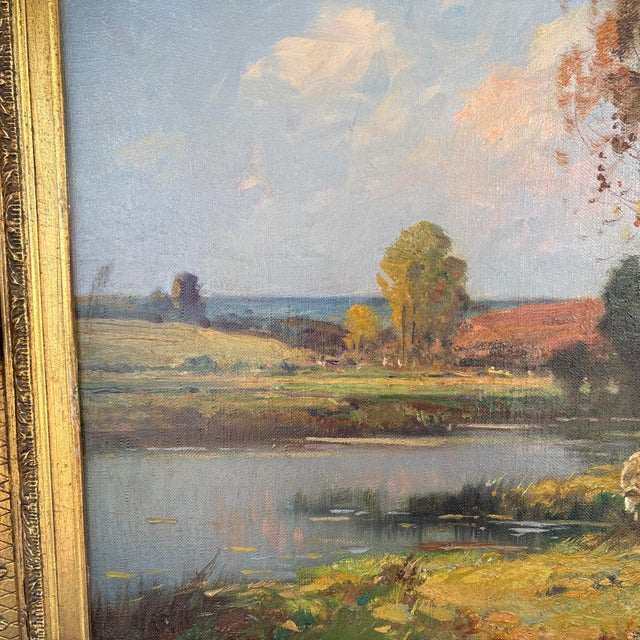 Brigitte Langevin, Pastoral Scene, 20th Century, Large Oil on Canvas, Framed For Sale - Image 6 of 17